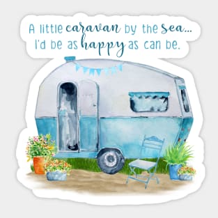 Camper Caravan Beach Scene Sticker